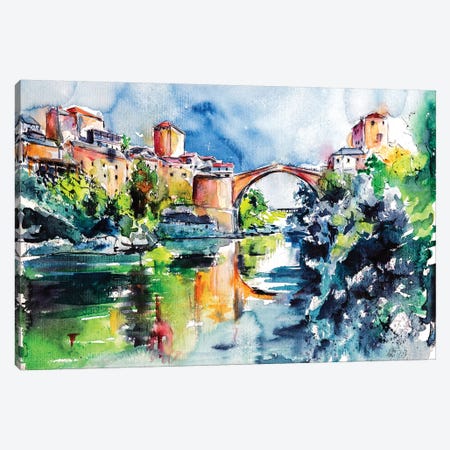 Mostar Bridge Canvas Print #AKV57} by Anna Brigitta Kovacs Canvas Art