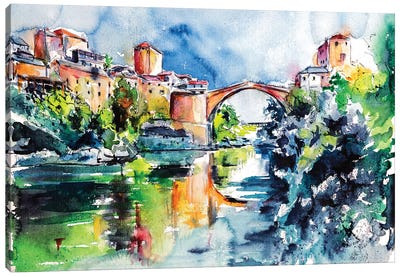 Mostar Bridge Canvas Art Print - Anna Brigitta Kovacs