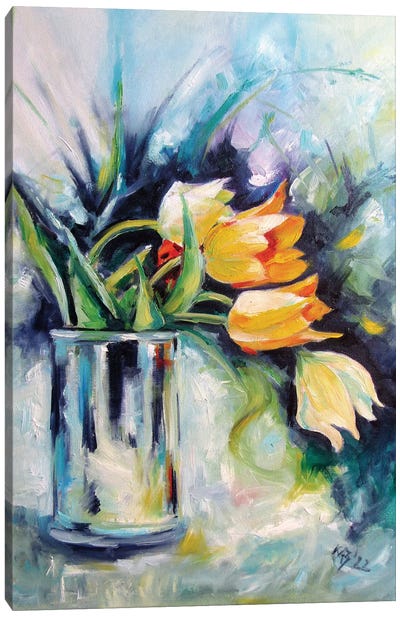 Still Life With Some Tulips Canvas Art Print - Anna Brigitta Kovacs