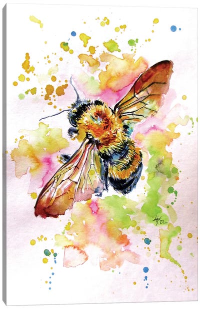 Flying Bee Canvas Art Print - Bee Art