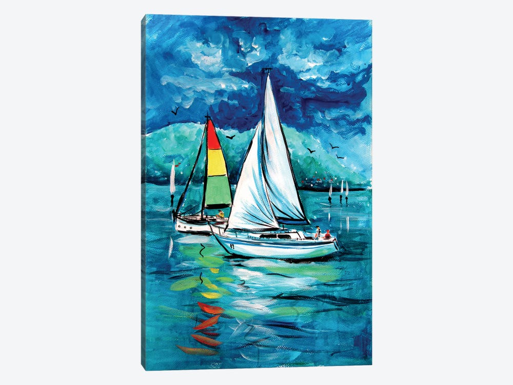 Sailboats In Balaton by Anna Brigitta Kovacs 1-piece Canvas Artwork