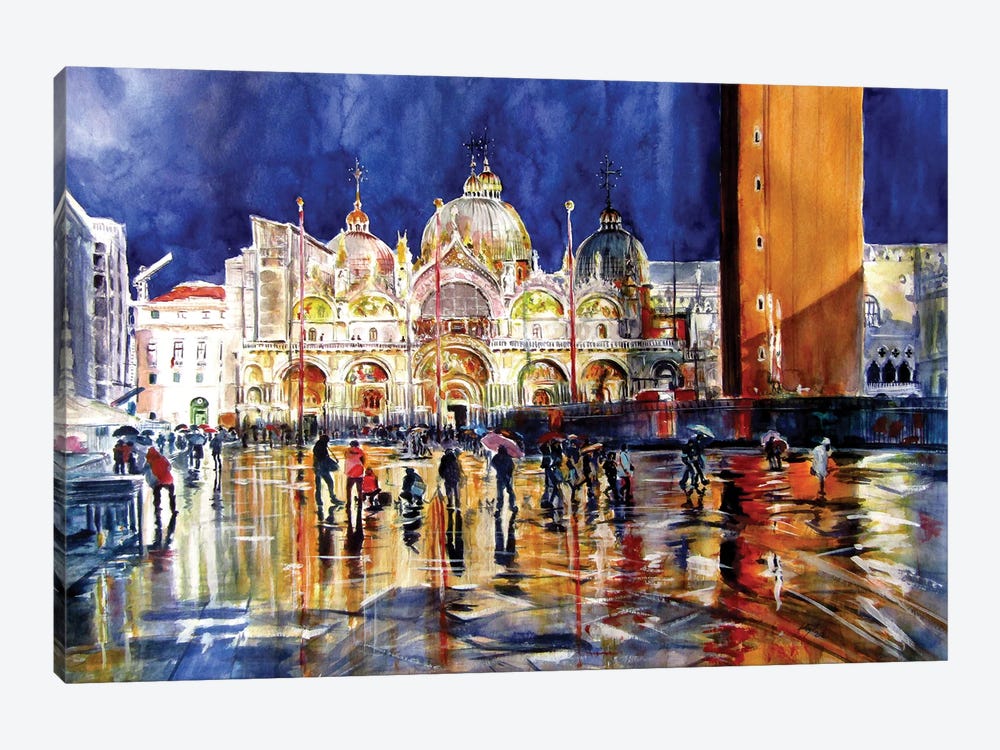 Venice At Rain by Anna Brigitta Kovacs 1-piece Canvas Art