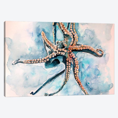 Octopus Canvas Print #AKV591} by Anna Brigitta Kovacs Canvas Art
