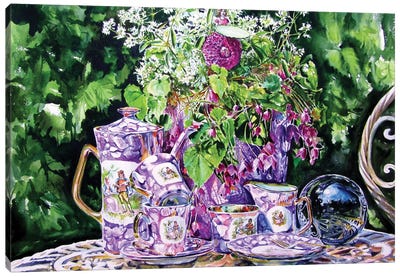 Still Life In The Garden Canvas Art Print - Tea Art