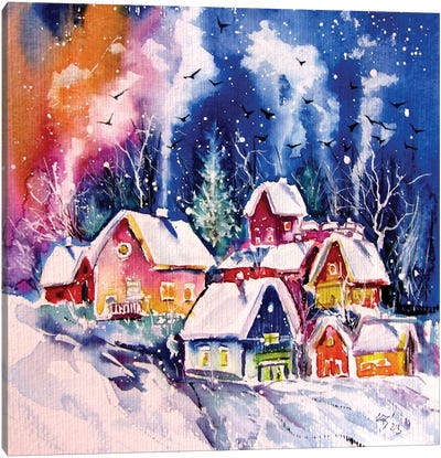 Frozen Village II Canvas Art Print - Village & Town Art