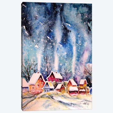 Frozen Village Canvas Print #AKV614} by Anna Brigitta Kovacs Canvas Artwork