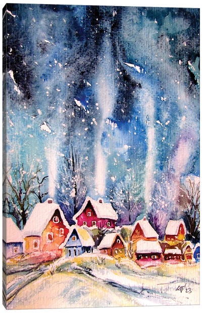 Frozen Village Canvas Art Print - Anna Brigitta Kovacs