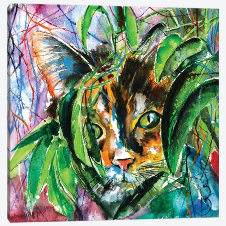 Playing Cat Canvas Print #AKV63} by Anna Brigitta Kovacs Canvas Wall Art