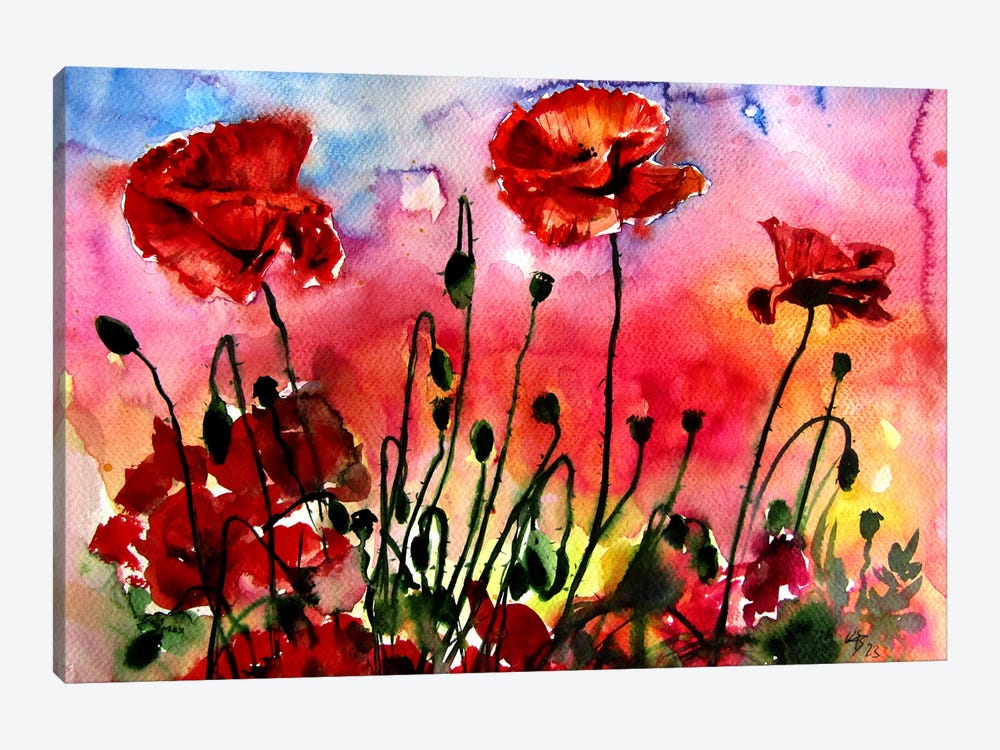 Poppies At Sunset by Anna Brigitta Kovacs 1-piece Canvas Artwork