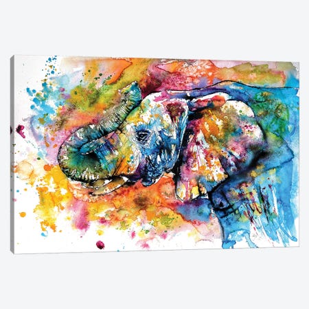 Playing Elephant Canvas Print #AKV65} by Anna Brigitta Kovacs Canvas Art Print