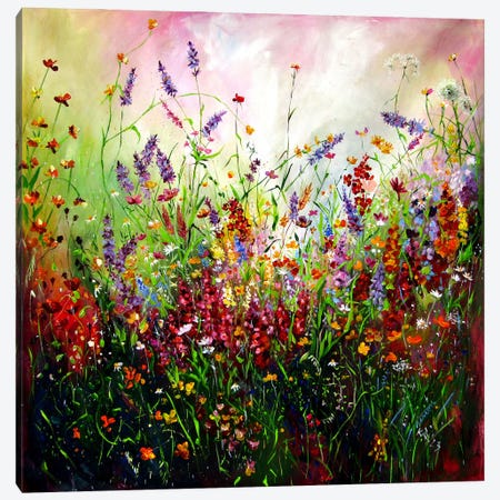 Happy Wildflowers Field Canvas Print #AKV663} by Anna Brigitta Kovacs Canvas Wall Art