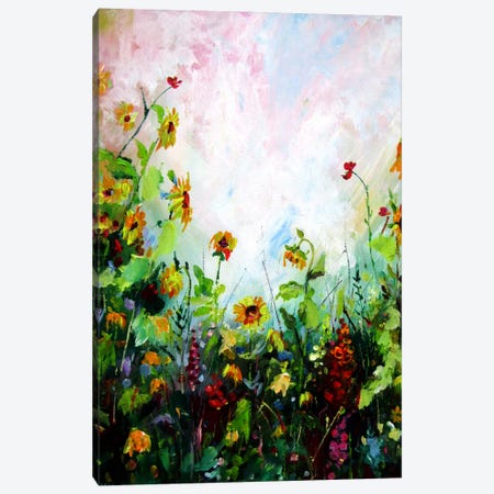 Little Summer With Sunflowers Canvas Print #AKV671} by Anna Brigitta Kovacs Canvas Print
