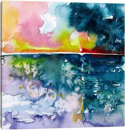 Seascape With Sunrise Canvas Art Print