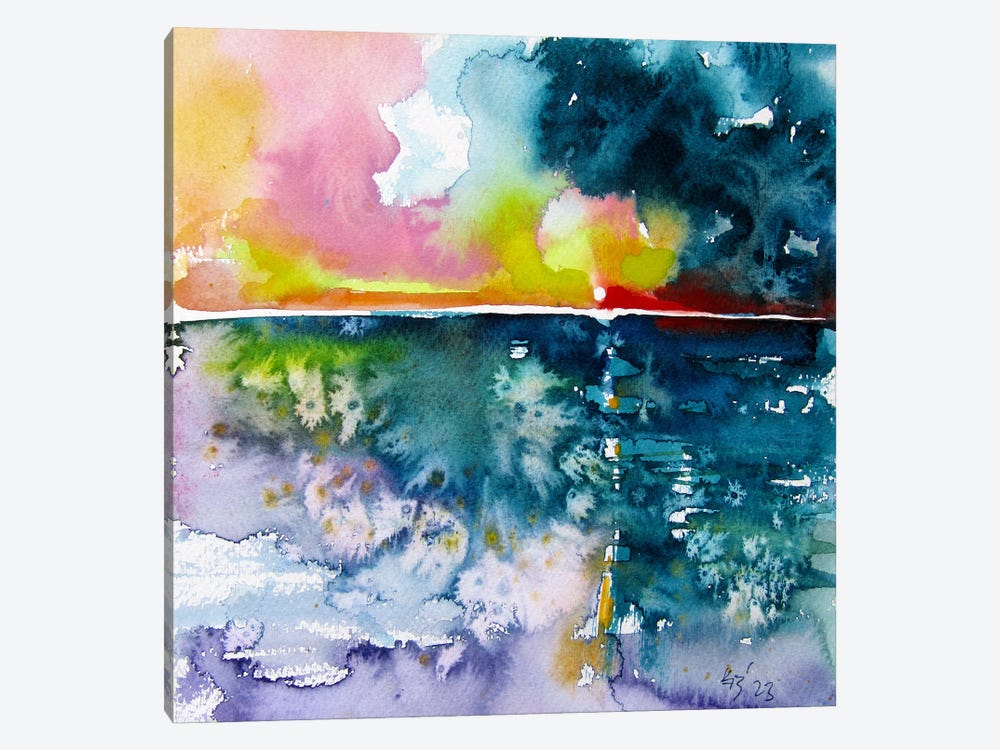 Seascape With Sunrise by Anna Brigitta Kovacs 1-piece Canvas Print