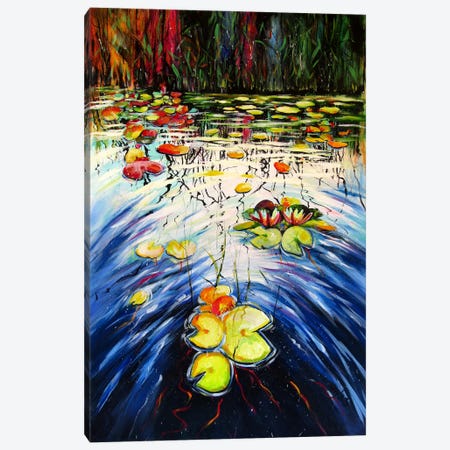 Water Mirror And Water Lilies Canvas Print #AKV676} by Anna Brigitta Kovacs Canvas Art