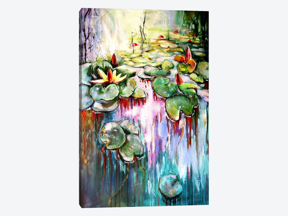 Water Mirror And Water Lilies With Gold II by Anna Brigitta Kovacs 1-piece Canvas Print