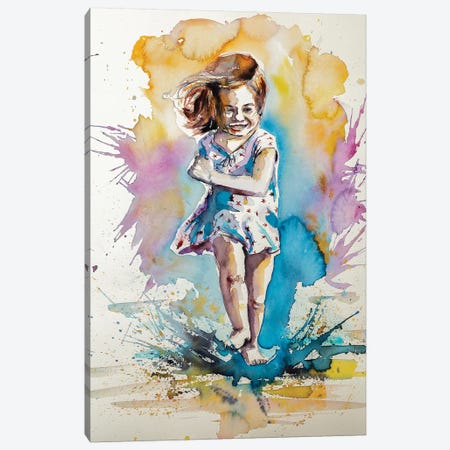 Playing Girl Canvas Print #AKV67} by Anna Brigitta Kovacs Art Print