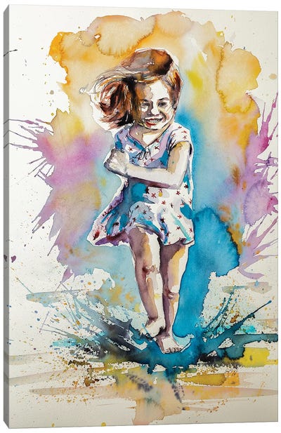 Playing Girl Canvas Art Print - Anna Brigitta Kovacs
