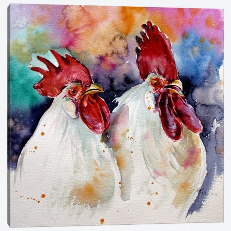 Roosters Canvas Print #AKV689} by Anna Brigitta Kovacs Canvas Artwork