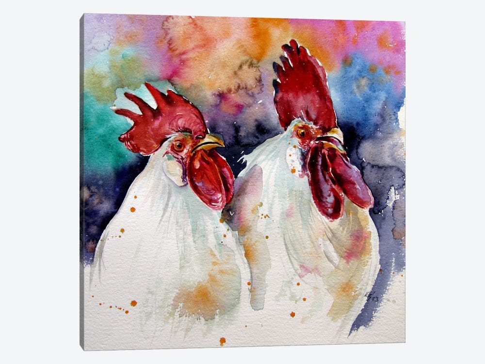 Roosters by Anna Brigitta Kovacs 1-piece Canvas Art Print