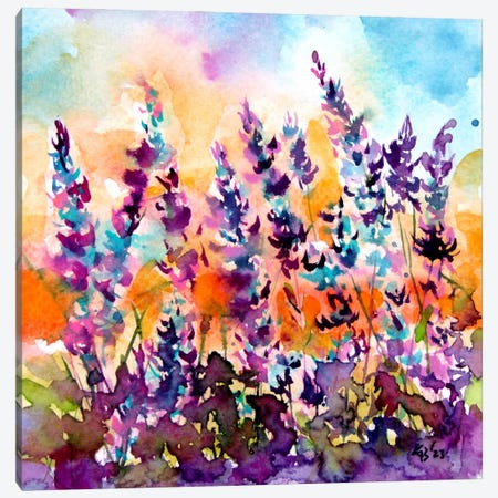 Lavender Field Canvas Print #AKV711} by Anna Brigitta Kovacs Canvas Art