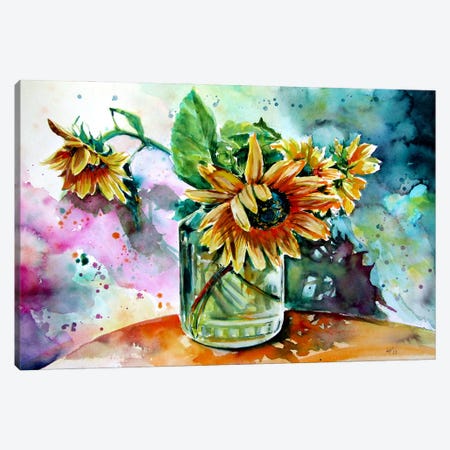 Sunflower Still Life Canvas Print #AKV716} by Anna Brigitta Kovacs Canvas Print