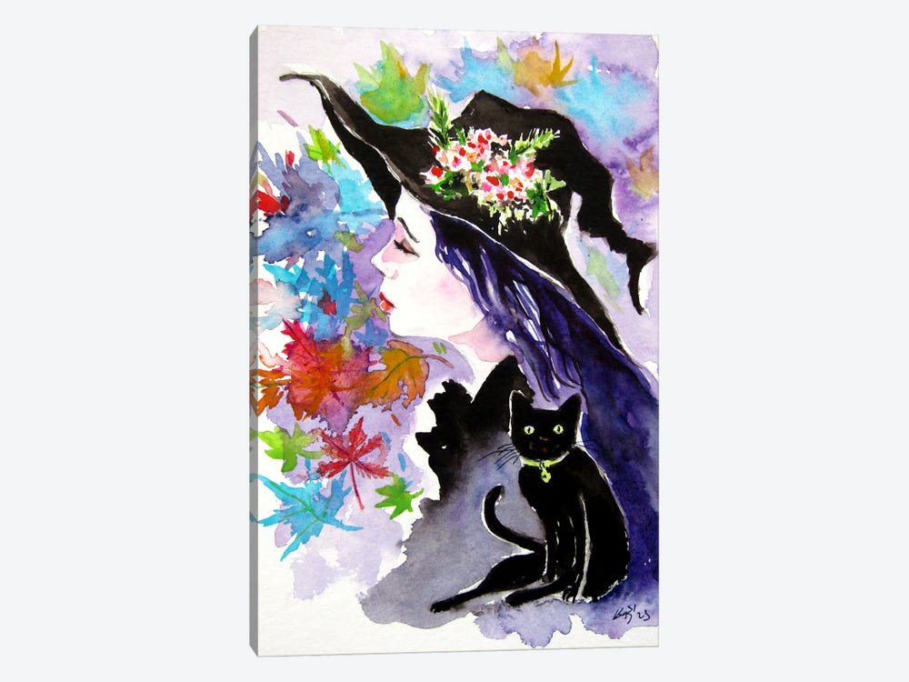 Witch With Her Cat II by Anna Brigitta Kovacs 1-piece Canvas Art