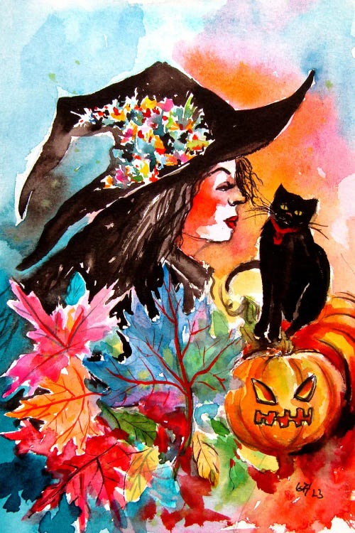 Witch With Her Cat