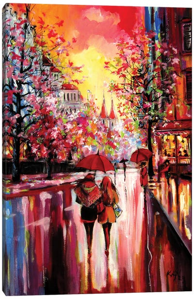 Rainy Day In The City Vi Canvas Art Print - Valentine's Day Art