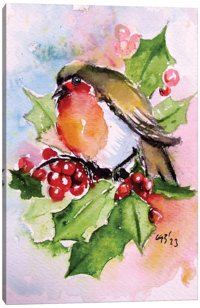 Bird In The Garden IV Canvas Art Print - Anna Brigitta Kovacs
