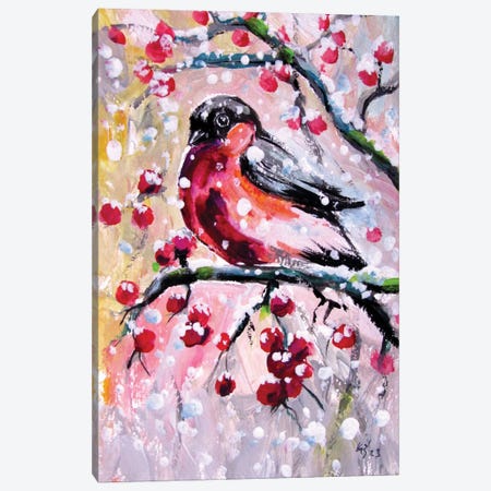 Bird At Snowfall II Canvas Print #AKV733} by Anna Brigitta Kovacs Canvas Artwork