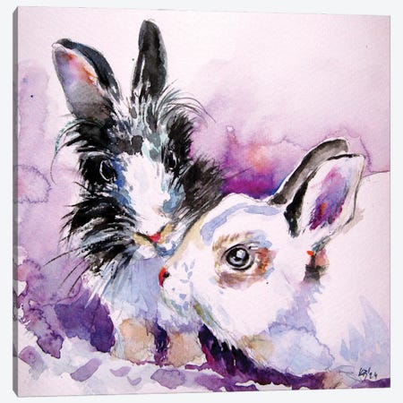 Cute Rabbits Canvas Print #AKV745} by Anna Brigitta Kovacs Canvas Wall Art