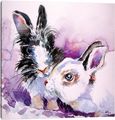 Cute Rabbits Canvas Art Print - Anna Brigitta Kovacs