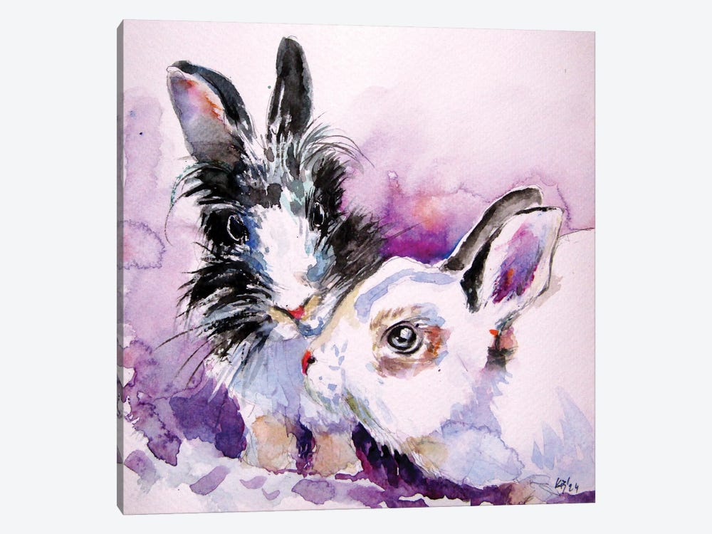 Cute Rabbits by Anna Brigitta Kovacs 1-piece Canvas Art