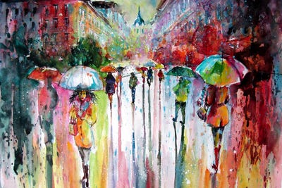 Joyful Rainy Day II by Anna Brigitta Kovacs framed canvas print