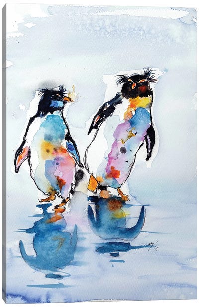 Rockhopper Penguins Canvas Art Print - Anna Brigitta Kovacs