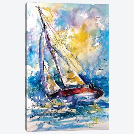 Sailboat In The Wind II Canvas Print #AKV77} by Anna Brigitta Kovacs Canvas Art