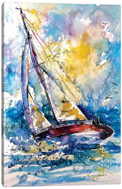 Sailboat In The Wind II Canvas Art Print - Anna Brigitta Kovacs