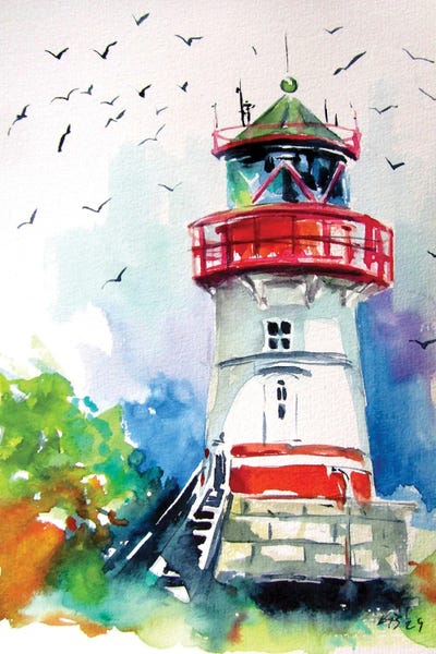 Anna Brigitta Kovacs: Lighthouse With Birds II by Anna Brigitta Kovacs