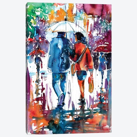 Walk In Rain Canvas Print #AKV89} by Anna Brigitta Kovacs Canvas Art