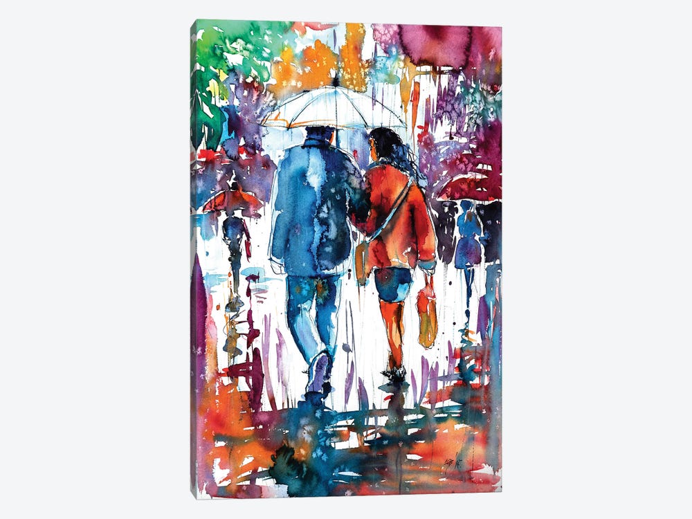 Walk In Rain by Anna Brigitta Kovacs 1-piece Canvas Print