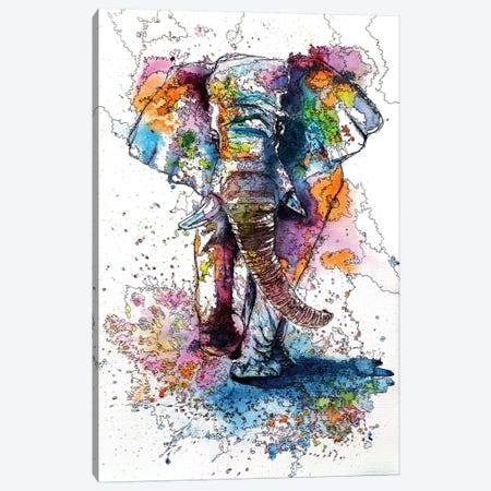 Walking Elephant Canvas Print #AKV90} by Anna Brigitta Kovacs Canvas Art Print