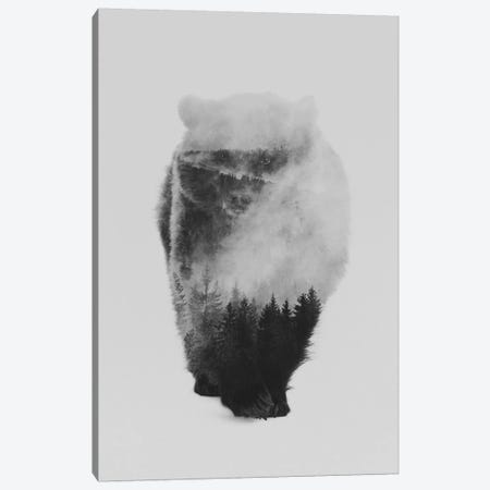 Approaching Bear in B&W Canvas Print #ALE108} by Andreas Lie Canvas Art