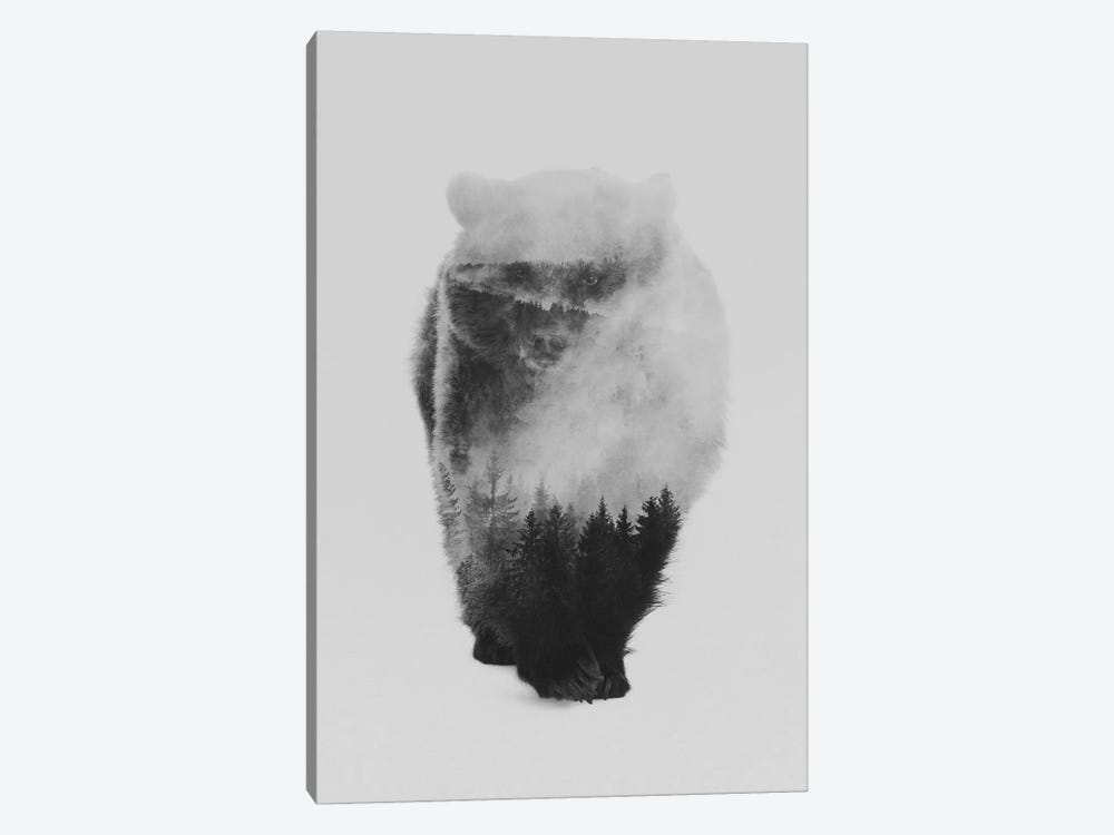 Approaching Bear in B&W by Andreas Lie 1-piece Art Print