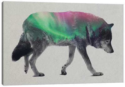 Wolf Canvas Art Print - Double Exposure Photography