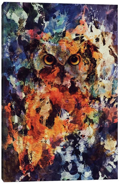 Watercolor Owl Canvas Art Print - Bestiary