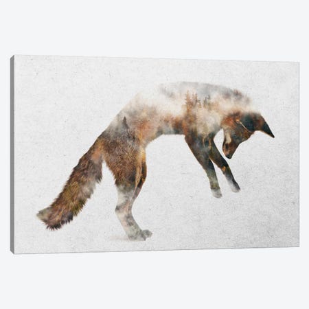 Jumping Fox Canvas Print #ALE193} by Andreas Lie Canvas Art Print