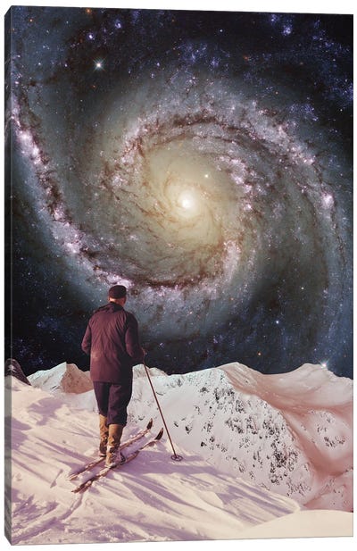 Skier Canvas Art Print - Sci-Fi Planet Art