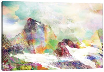 Glitch Mountain Canvas Art Print - Large Colorful Accents