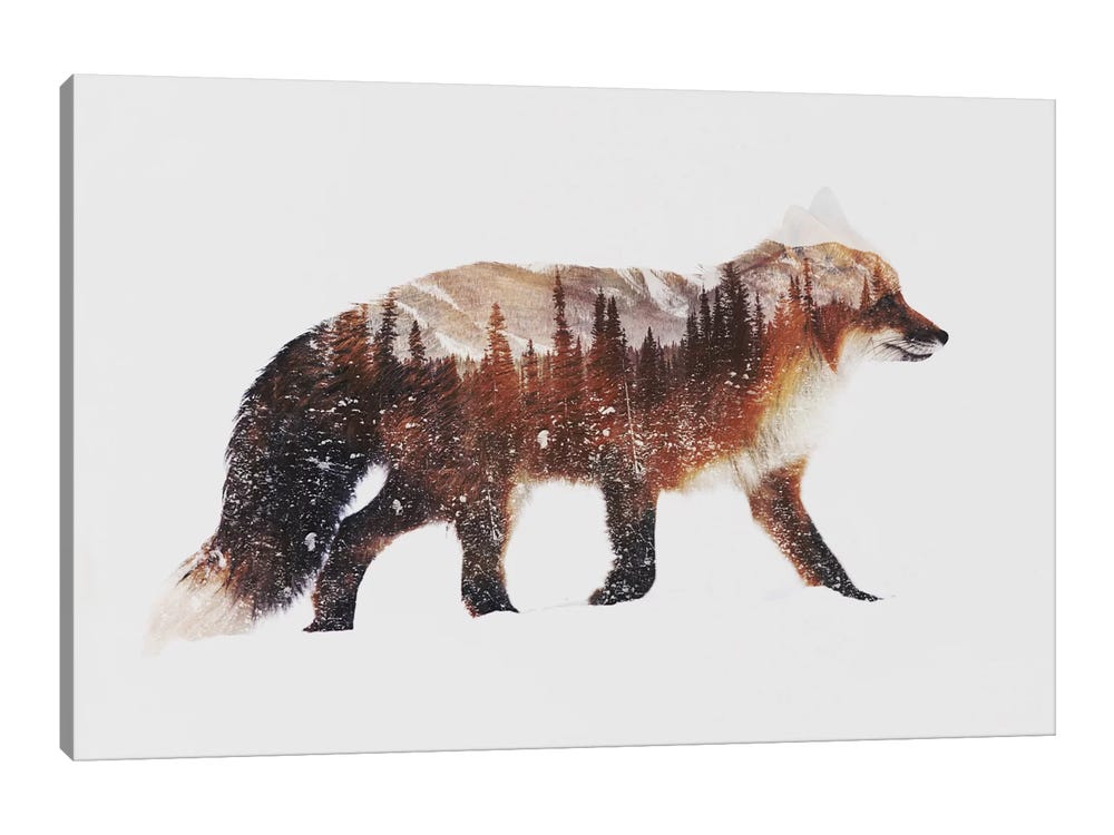 Premium Photo  Contemporary abstract art double exposure of red fox and  forest landscape superb